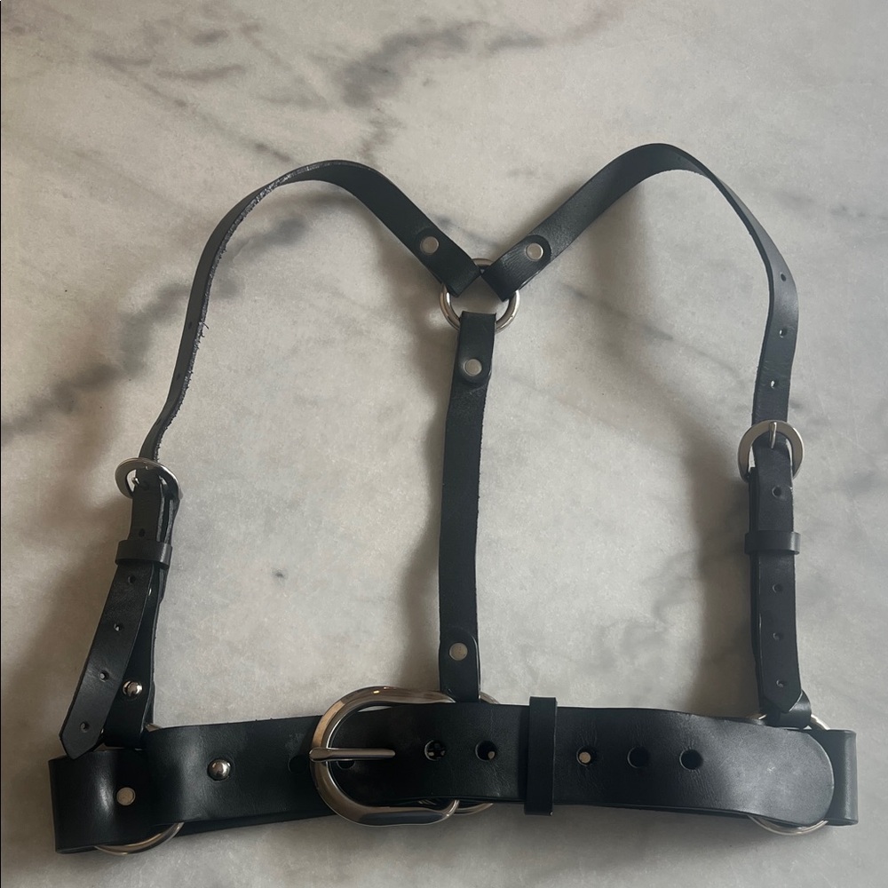 Black Leather Harness Belt